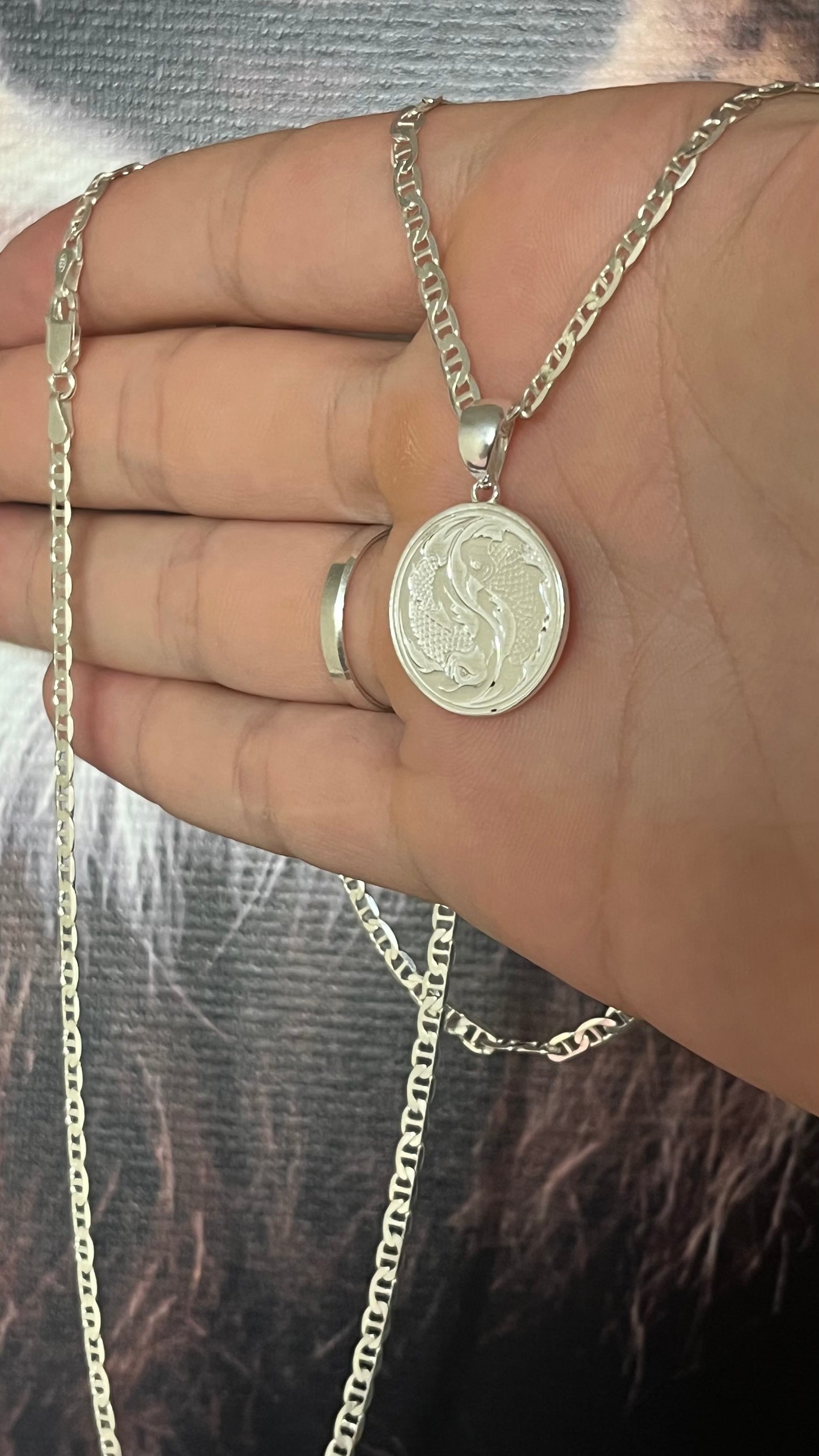 CORRENTE PIASTRINE 3MM x 70CM + PINGENTE YIN YANG