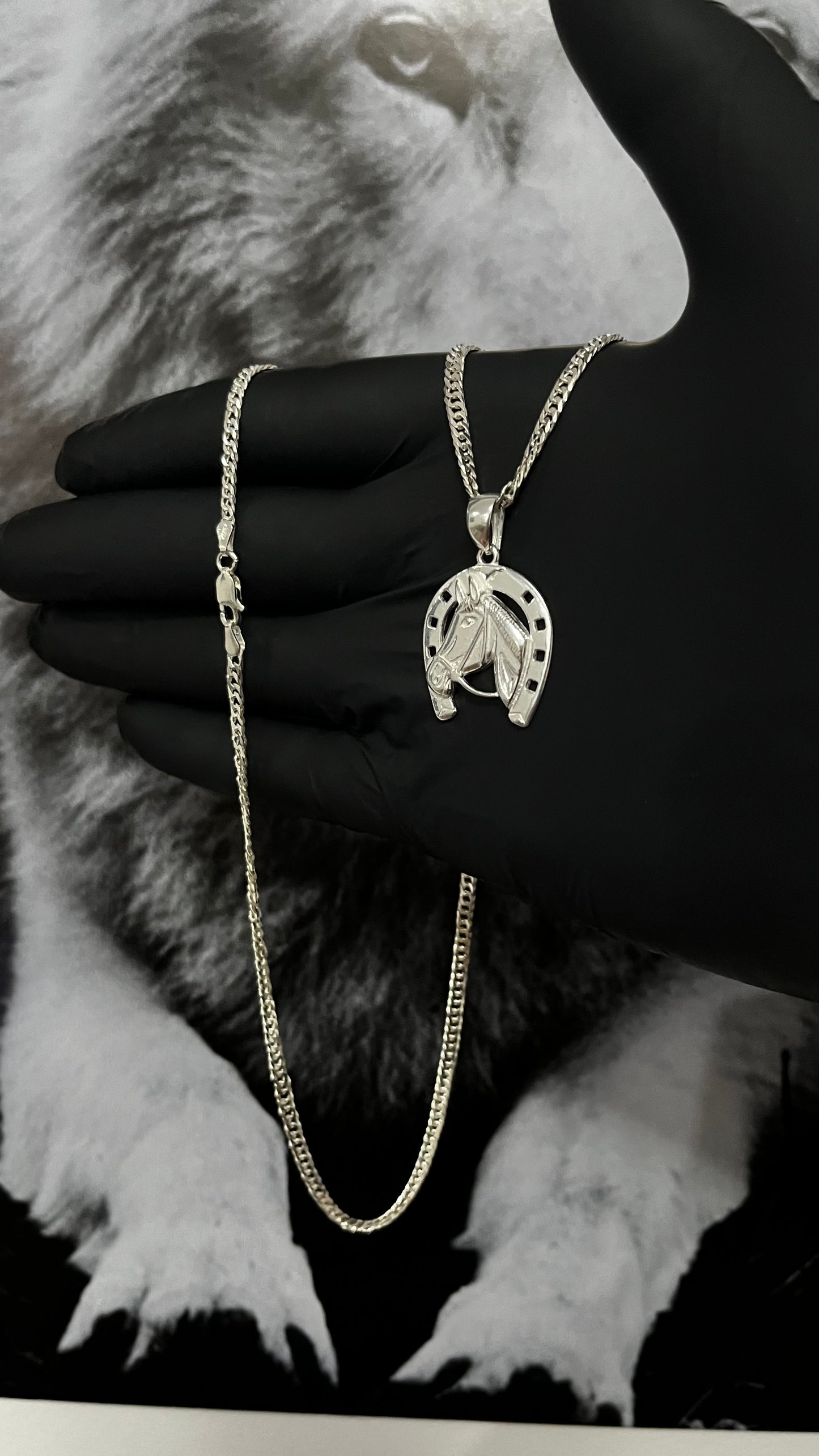 CORRENTE ELO DUPLO 4MM x 70CM + PINGENTE CAVALO;