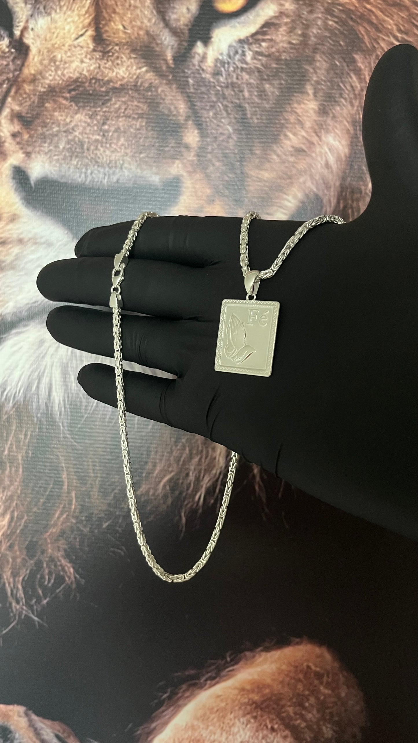 CORRENTE BIZANTINE/PERUANA 4MM X 70CM + PINGENTE FÉ