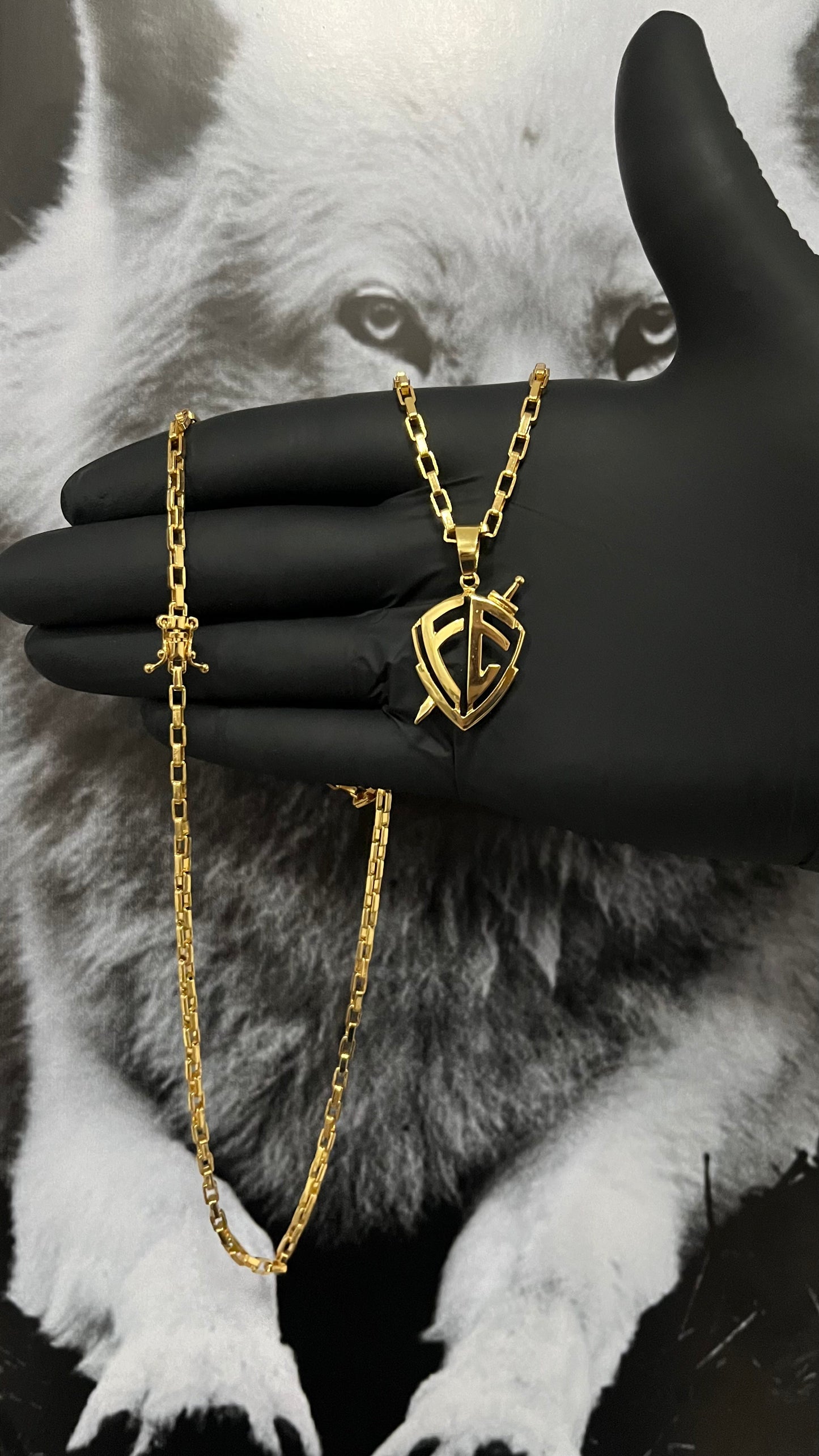 CORRENTE TIJOLINHO 70CM X 3MM + PINGENTE FÉ VAZADO