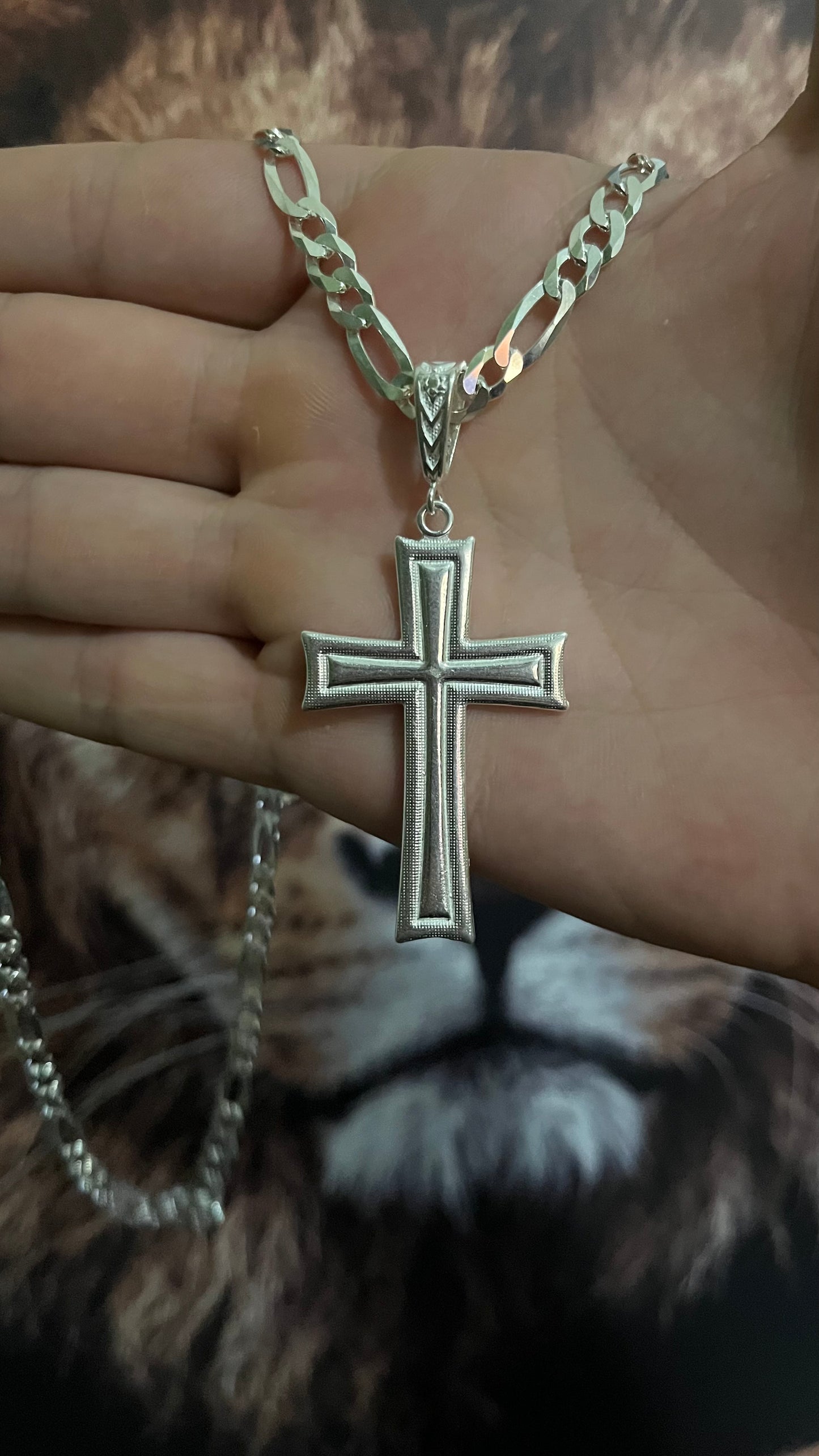 CORRENTE 3x1 70CM X 6MM + PINGENTE DE CRUCIFIXO