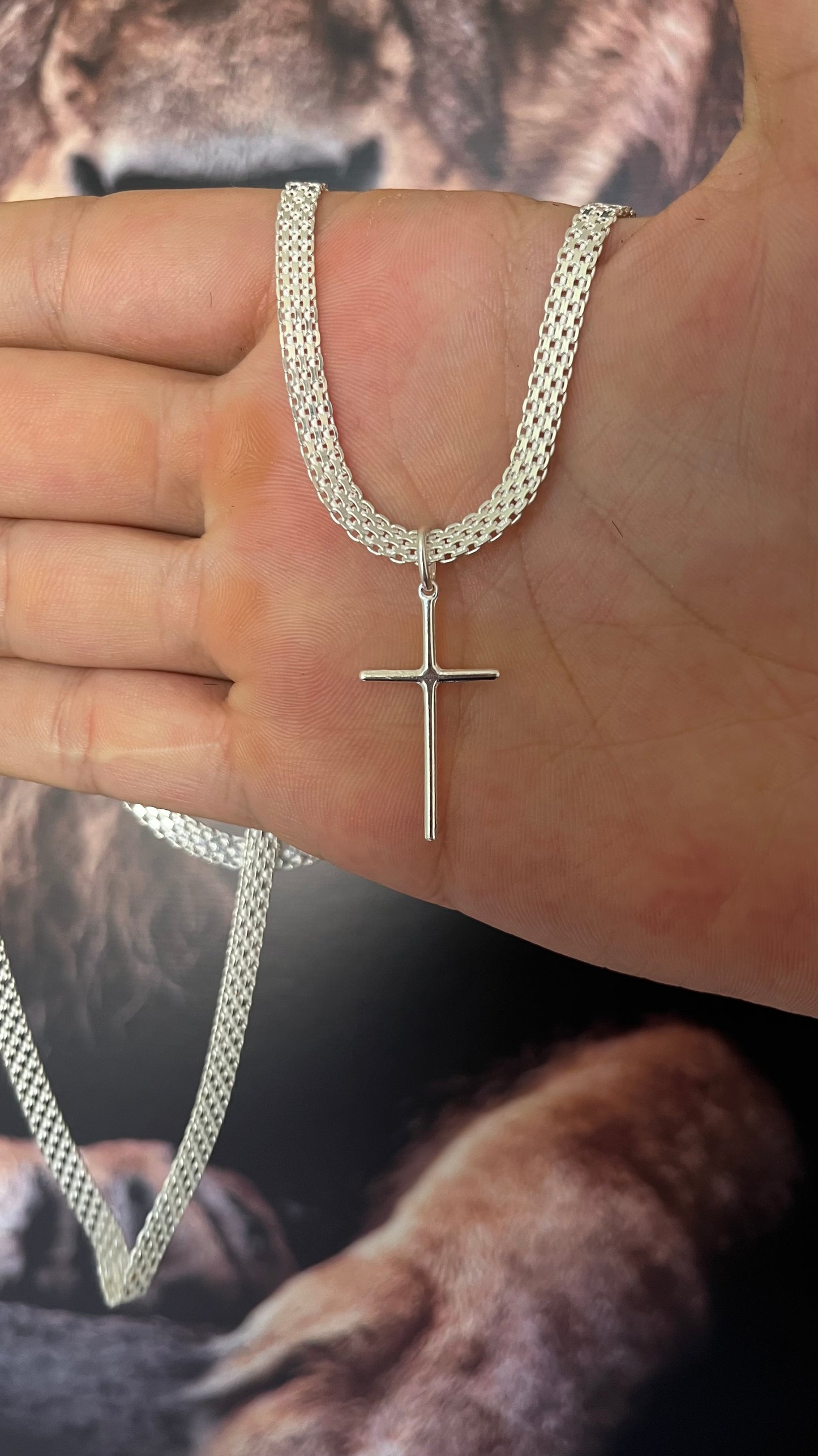 CORRENTE BISMAK/ESTEIRA 5MM X 70CM COM PINGENTE DE CRUZ PALITO