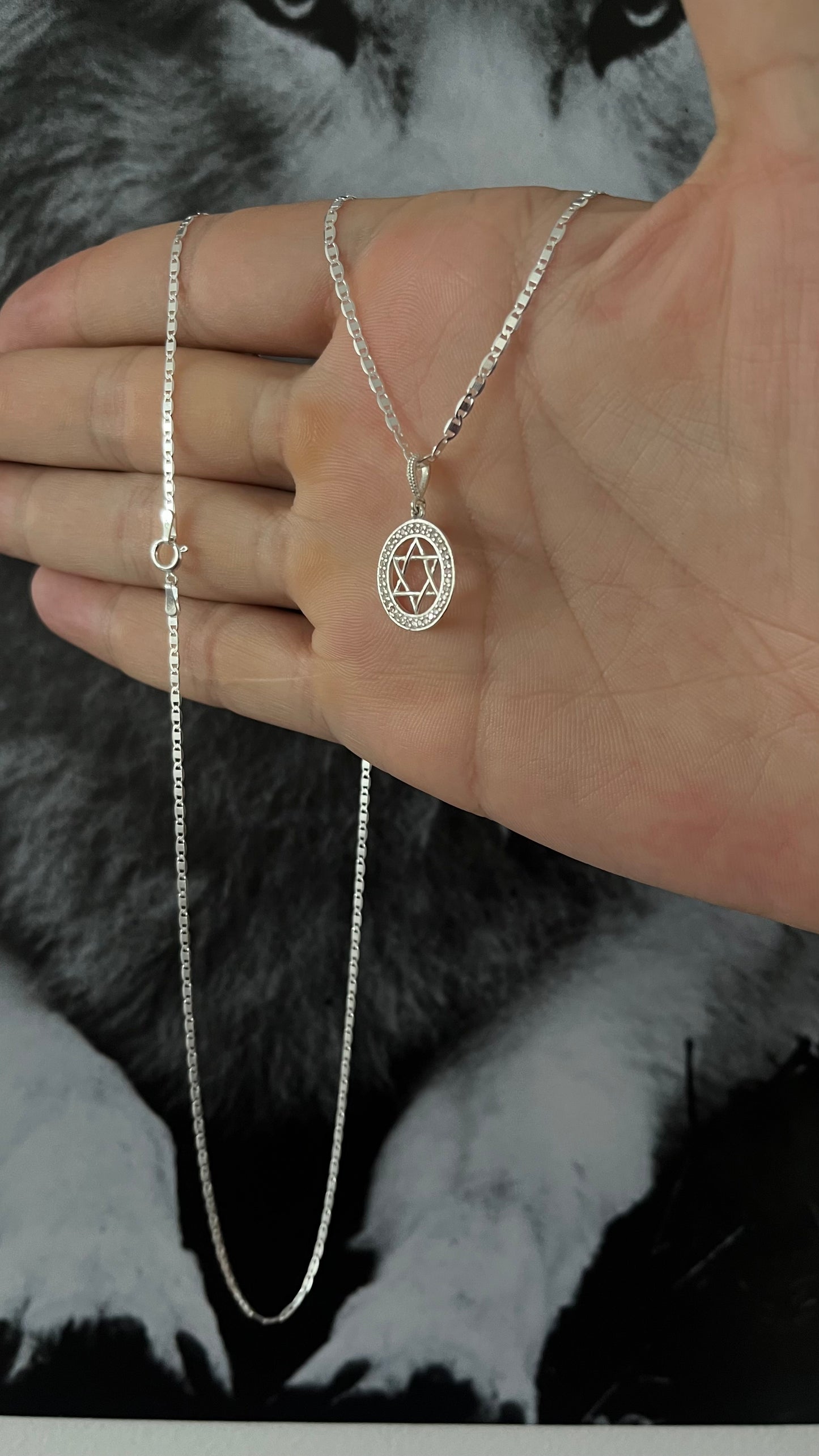 CORRENTE PIASTRINE 2MM X 70CM + PINGENTE ESTRELA DE DAVI