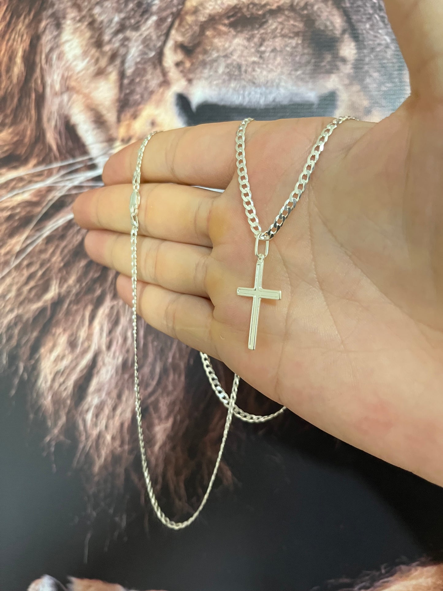 CORRENTE GRUMET 3MM x 70CM + PINGENTE CRUCIFIXO