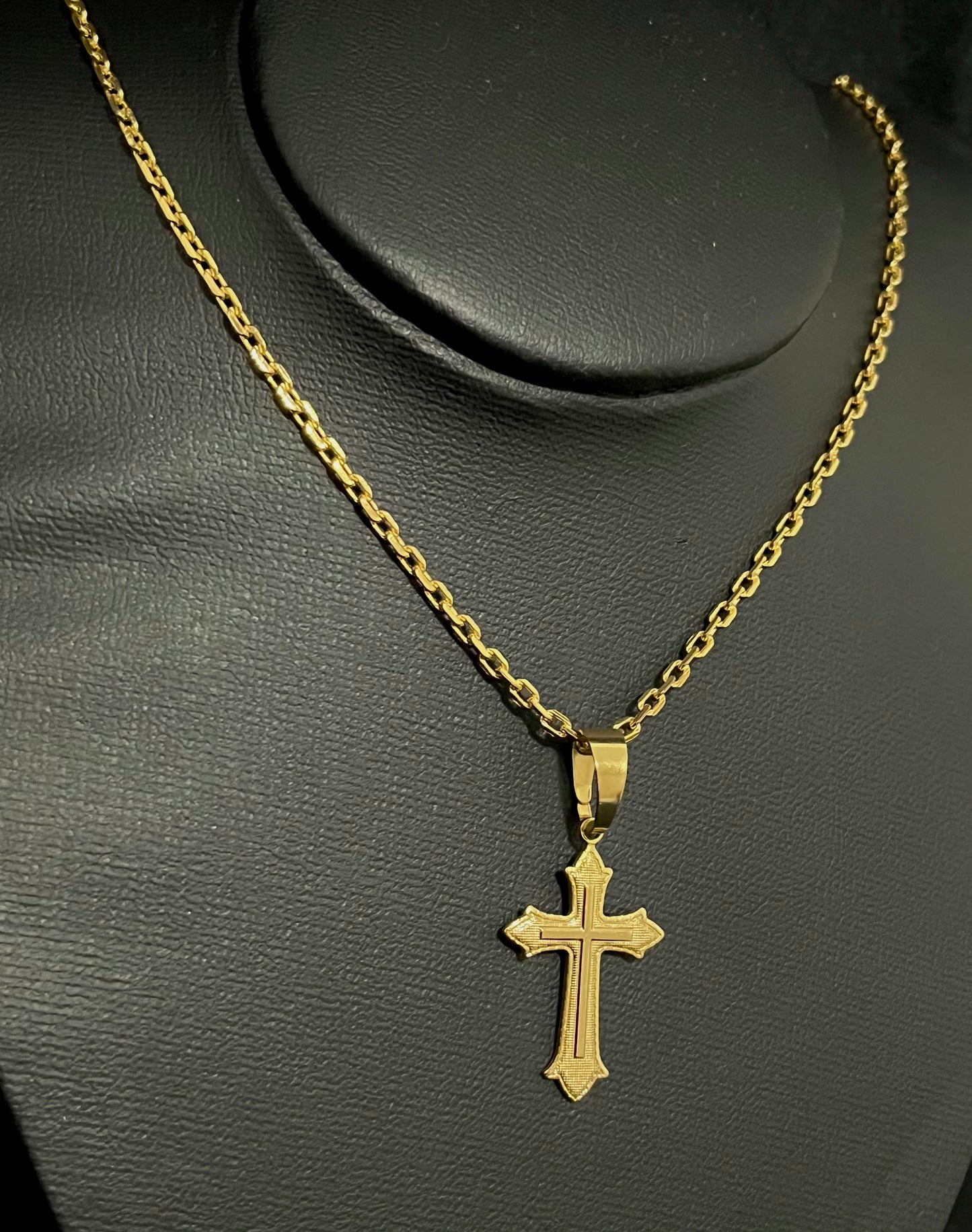 CORRENTE CADEADO 70CM X 2MM COM PINGENTE DE CRUCIFIXO