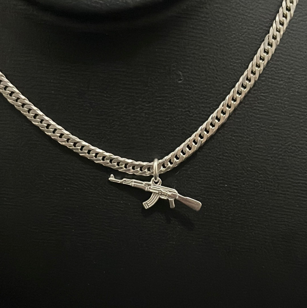 CORRENTE ELO DUPLO 4MM x 70CM + PINGENTE AK-47