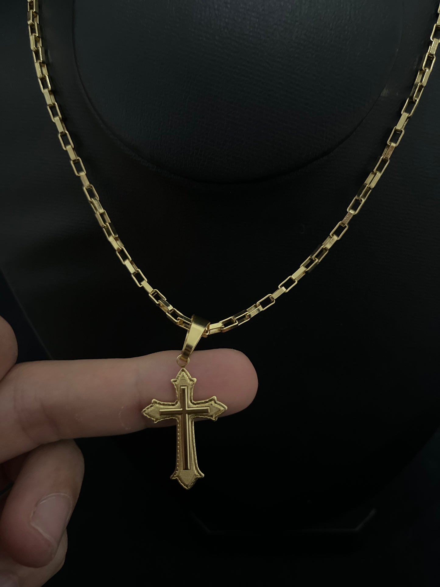 CORRENTE TIJOLINHO 70CM X 3MM COM CRUCIFIXO