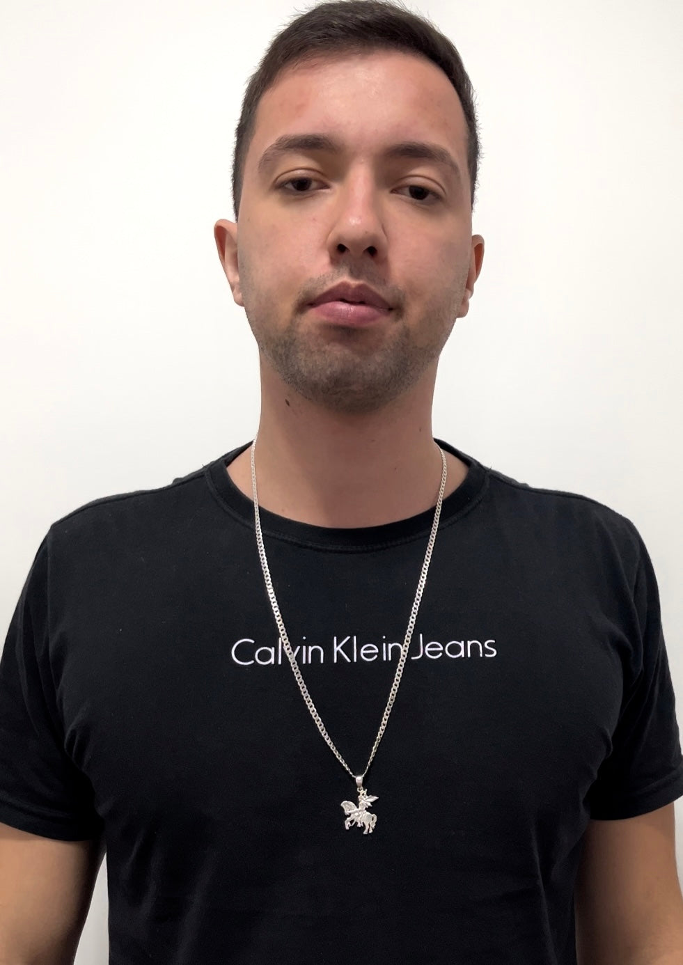 CORRENTE GRUMET 4MM x 70CM x COM PINGENTE SÃO JORGE;