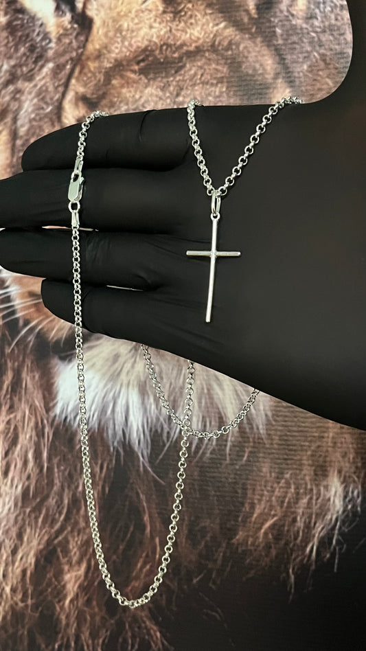 CORRENTE ELO PORTUGUÊS 3MM X 70CM + PINGENTE PALITO