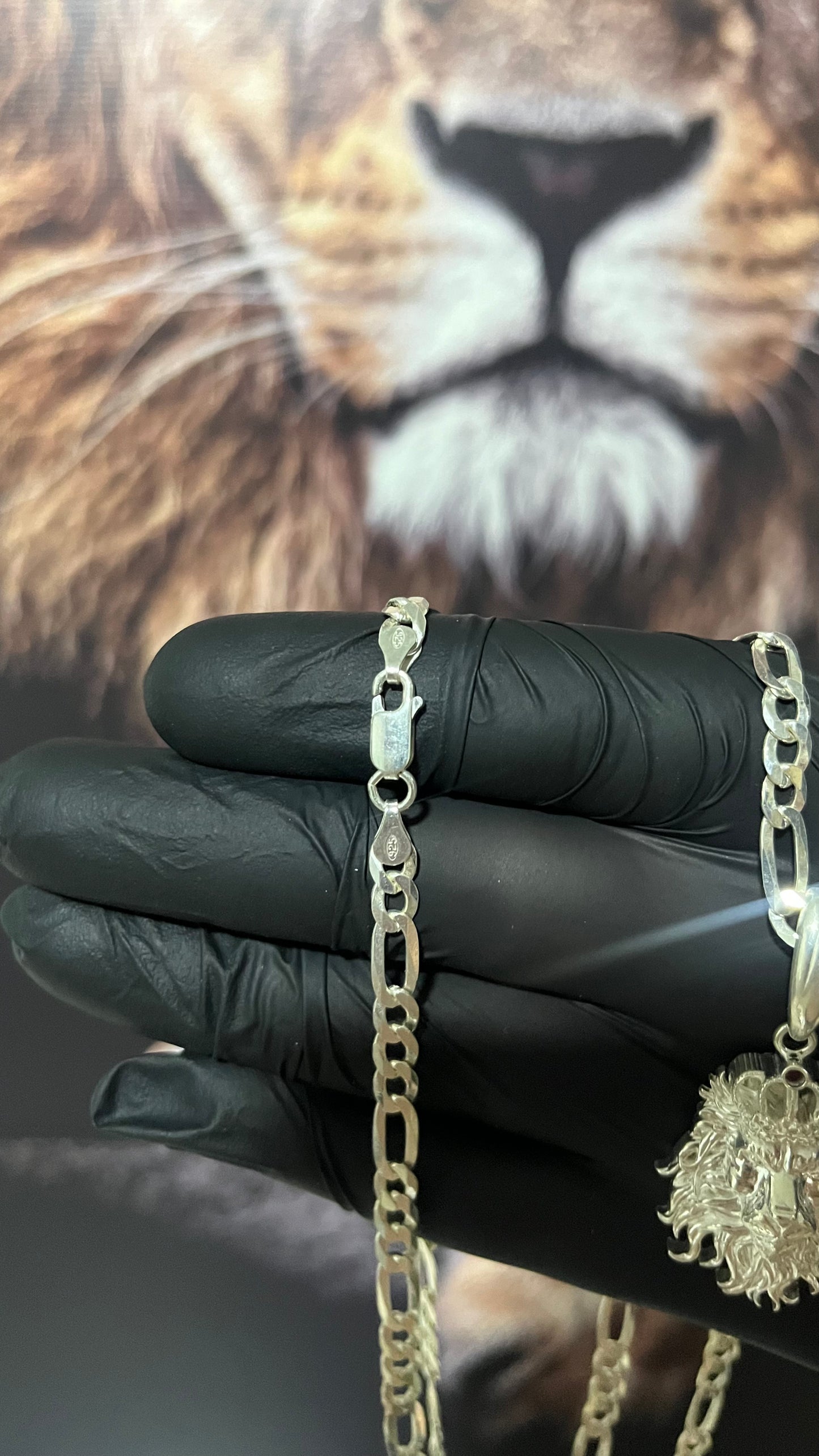 CORRENTE 3x1 70CM X 6MM + PINGENTE LEÃO