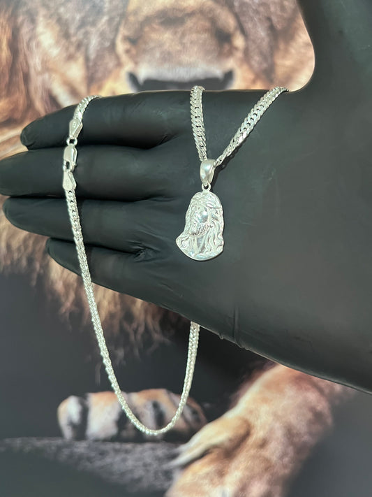 CORRENTE ELO DUPLO 4MM x 60CM + PINGENTE DE CRISTO