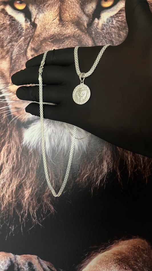 CORRENTE ESTEIRA/BISMAK 3,5MM X 70CM + PINGENTE  LEÃO DE JUDÁ