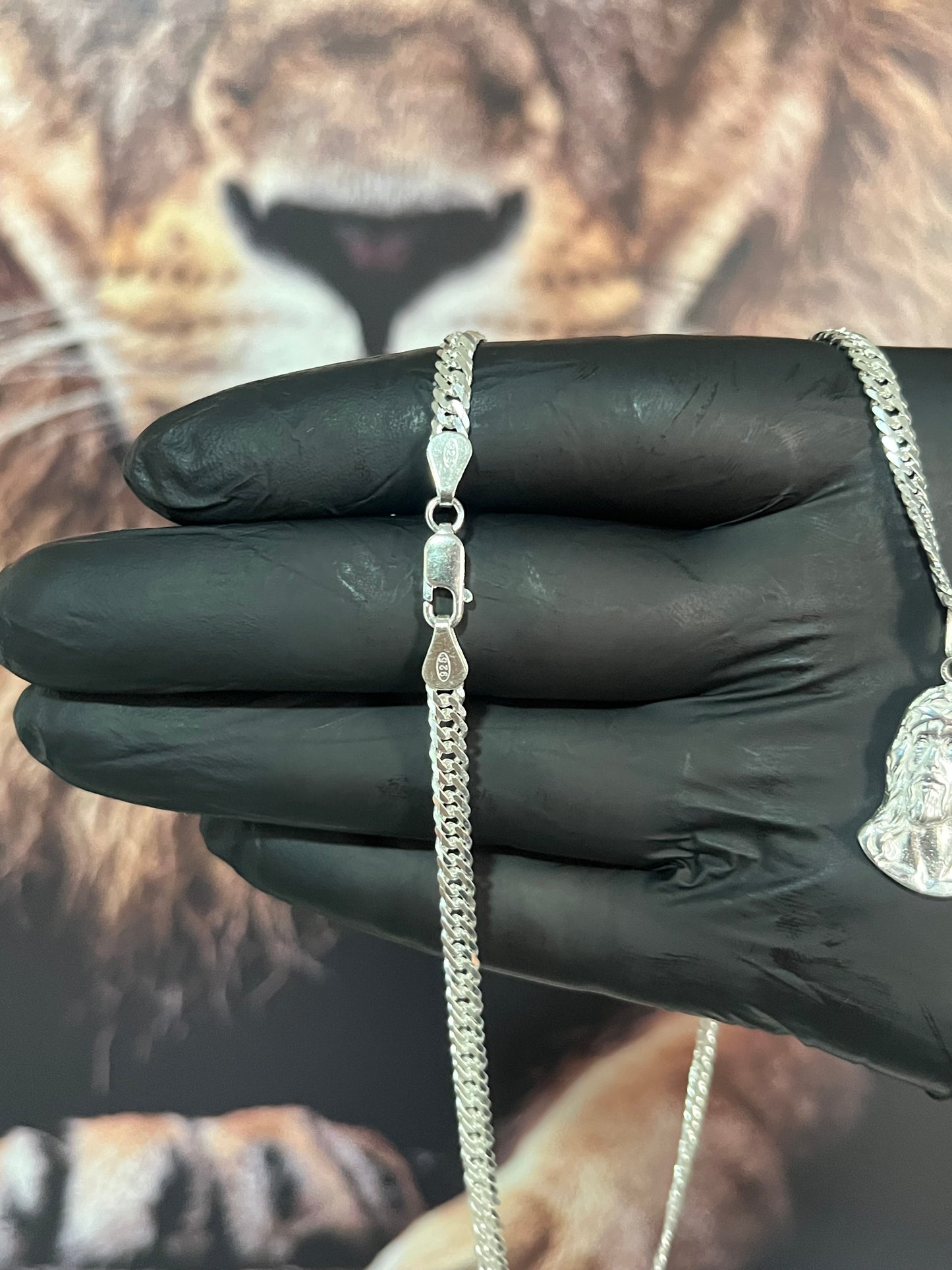 CORRENTE ELO DUPLO 4MM x 60CM + PINGENTE DE CRISTO