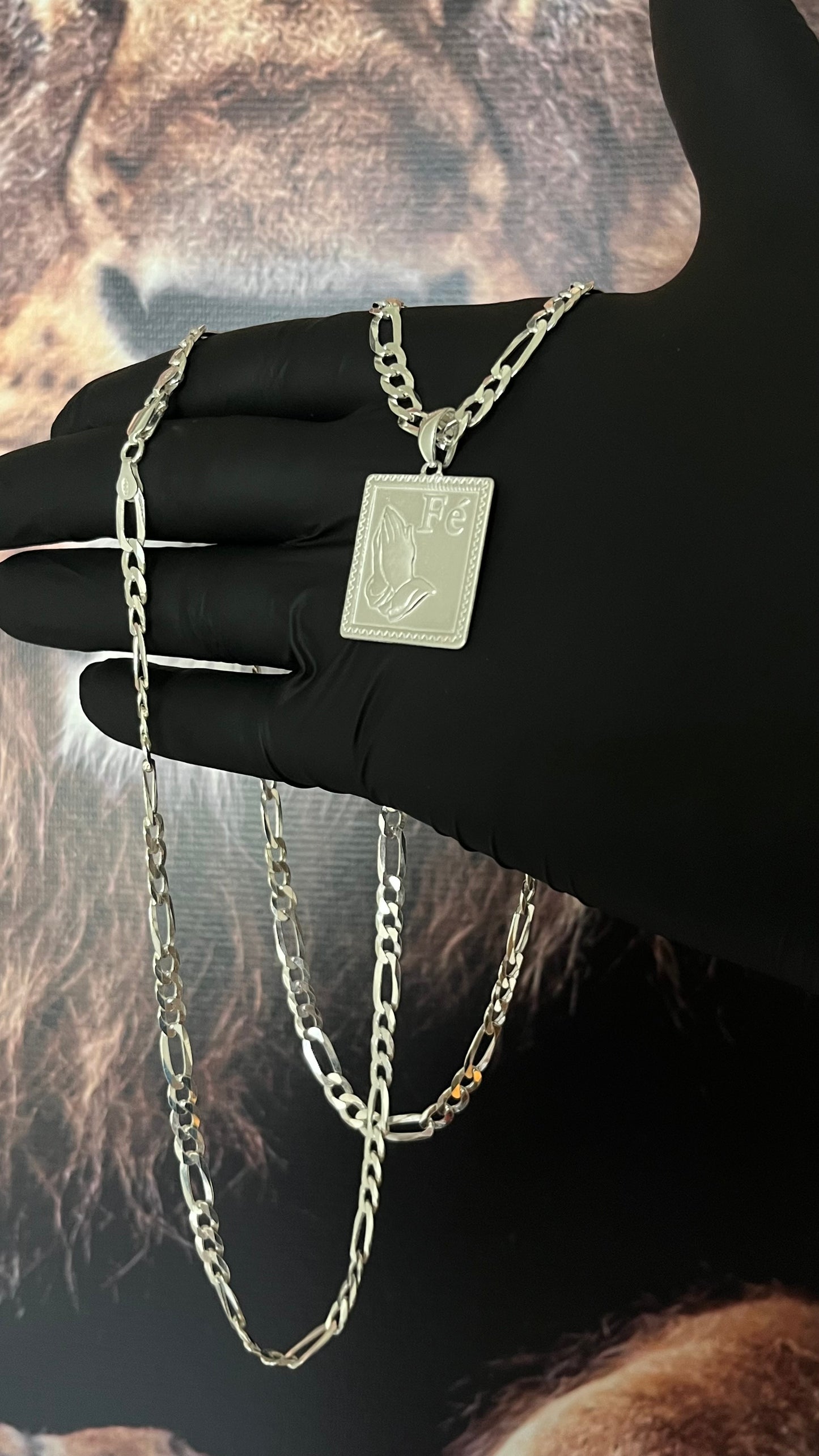 CORRENTE 3x1 70CM X 6MM + PINGENTE FÉ