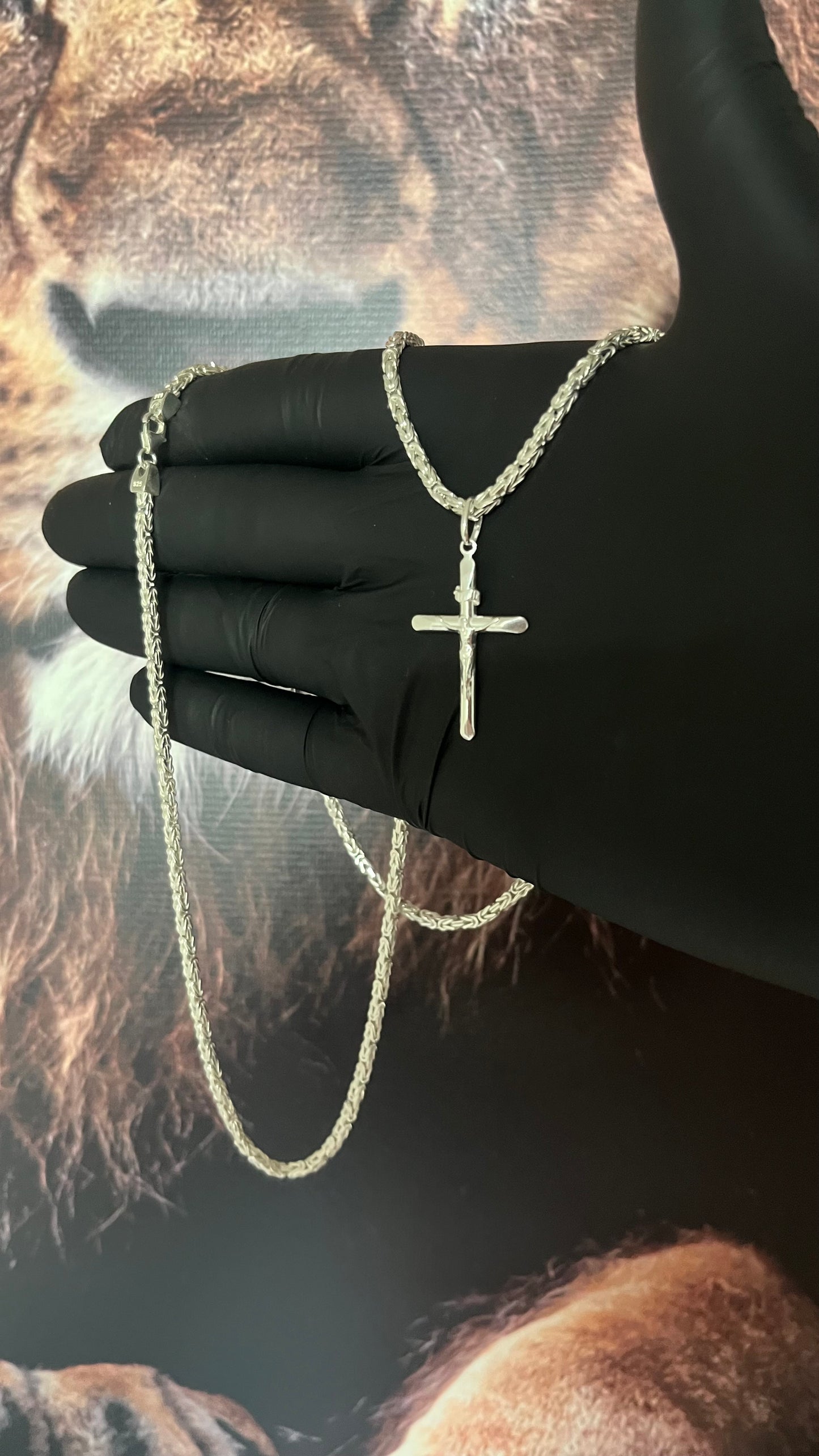 CORRENTE BIZANTINE/PERUANA 4MM X 70CM + PINGENTE CRUCIFIXO