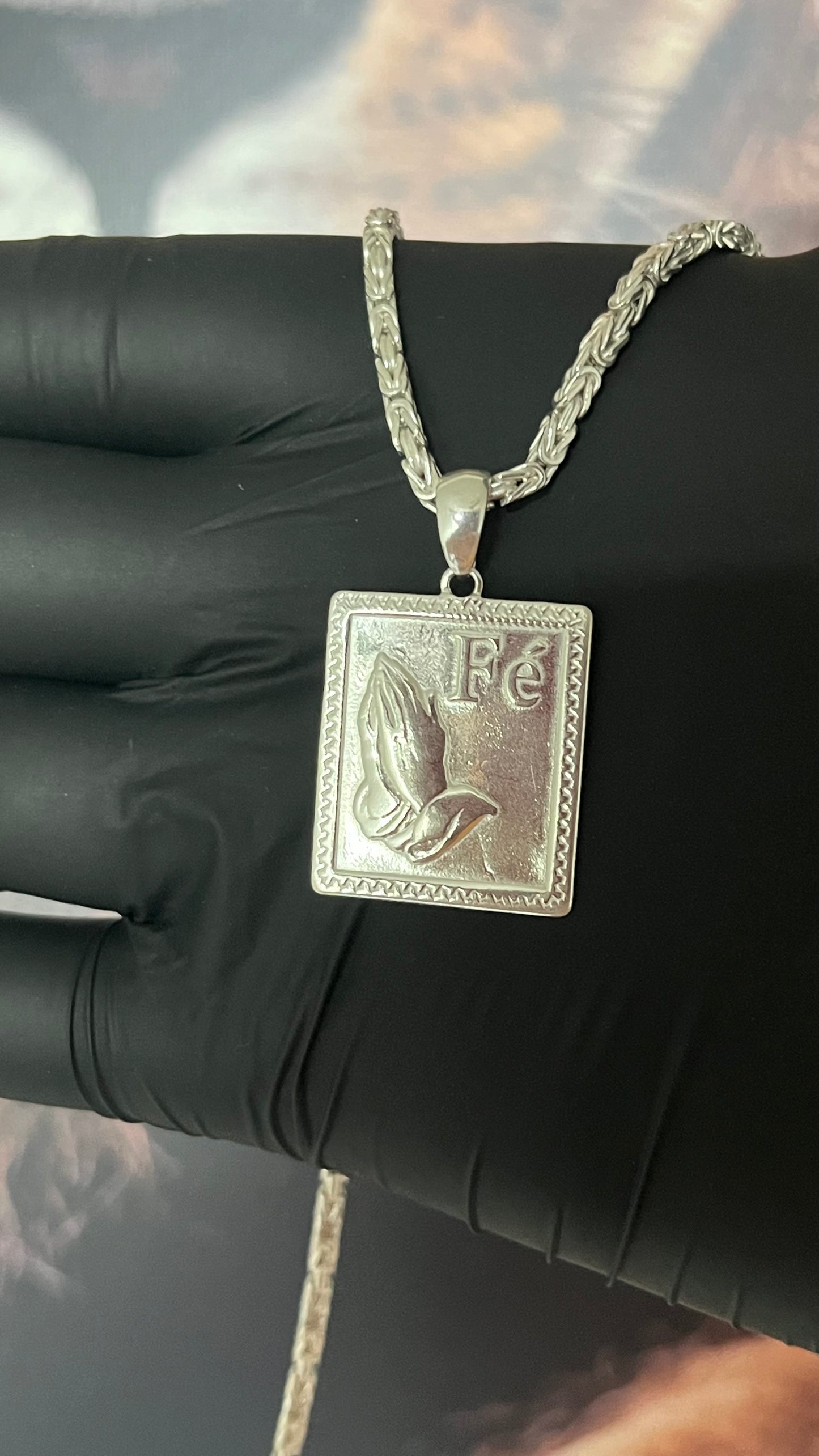 CORRENTE BIZANTINE/PERUANA 4MM X 70CM + PINGENTE FÉ