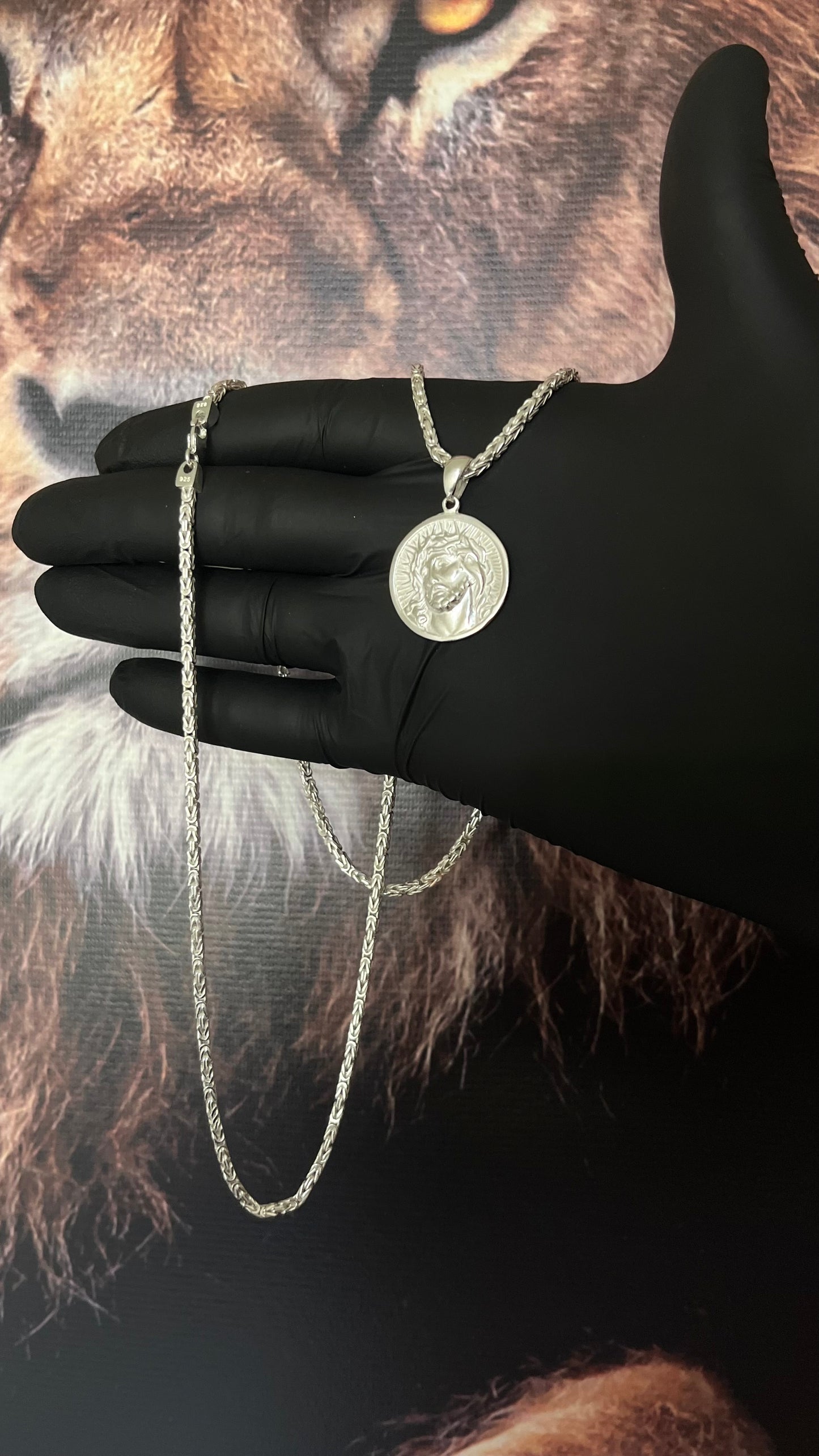 CORRENTE BIZANTINE/PERUANA 4MM X 70CM + PINGENTE DE CRISTO