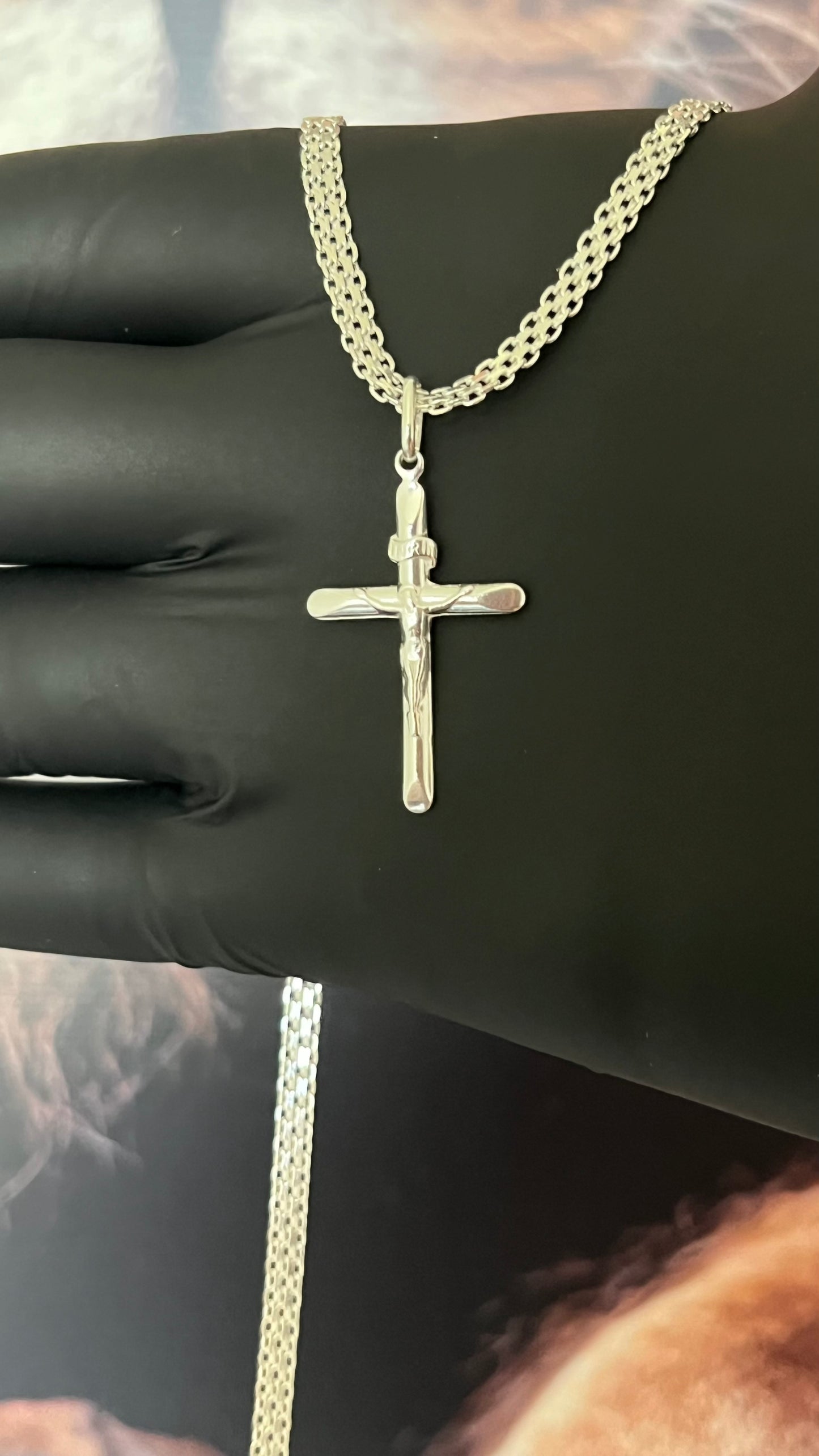 CORRENTE ESTEIRA/BISMAK 3,5MM X 70CM + PINGENTE  CRUCIFIXO