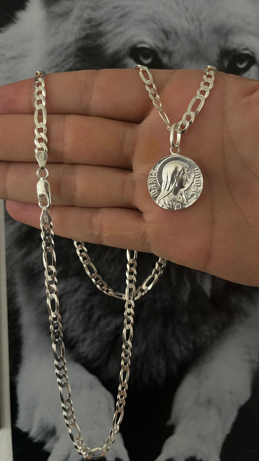 CORRENTE ELO 3x1 6MM x 70CM + PINGENTE CRISTO DOIS LADOS