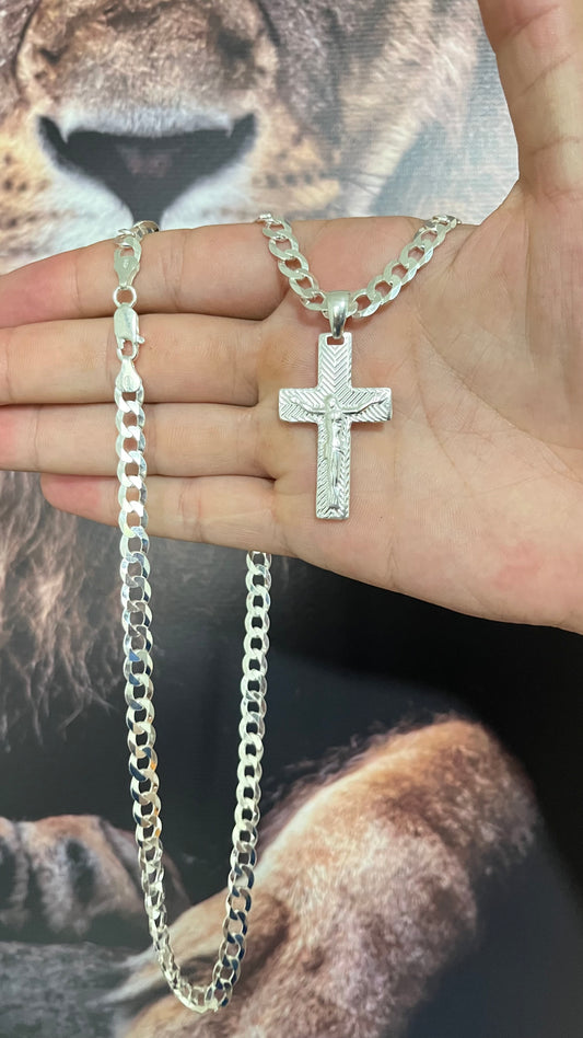 CORRENTE GRUMET 7MM X 70CM COM PINGENTE DE CRUCIFIXO