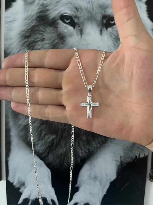 CORRENTE 3x1 4MM x 70CM + PINGENTE DE CRUCIFIXO