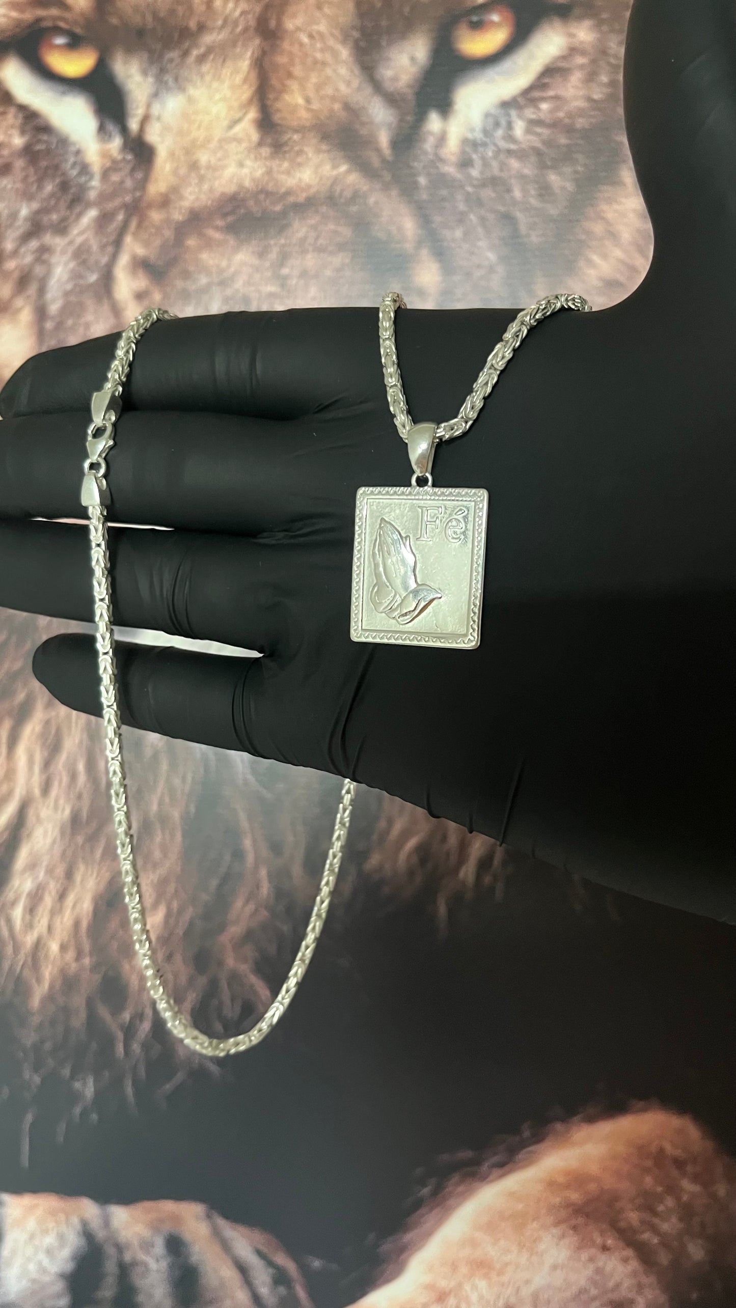 CORRENTE BIZANTINE/PERUANA 4MM X 70CM + PINGENTE FÉ