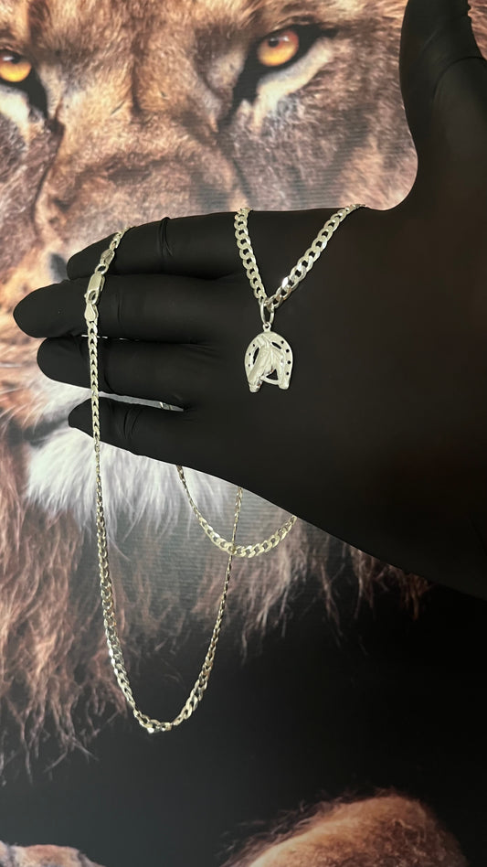 CORRENTE GRUMET 4MM x 70CM + PINGENTE DE CAVALO