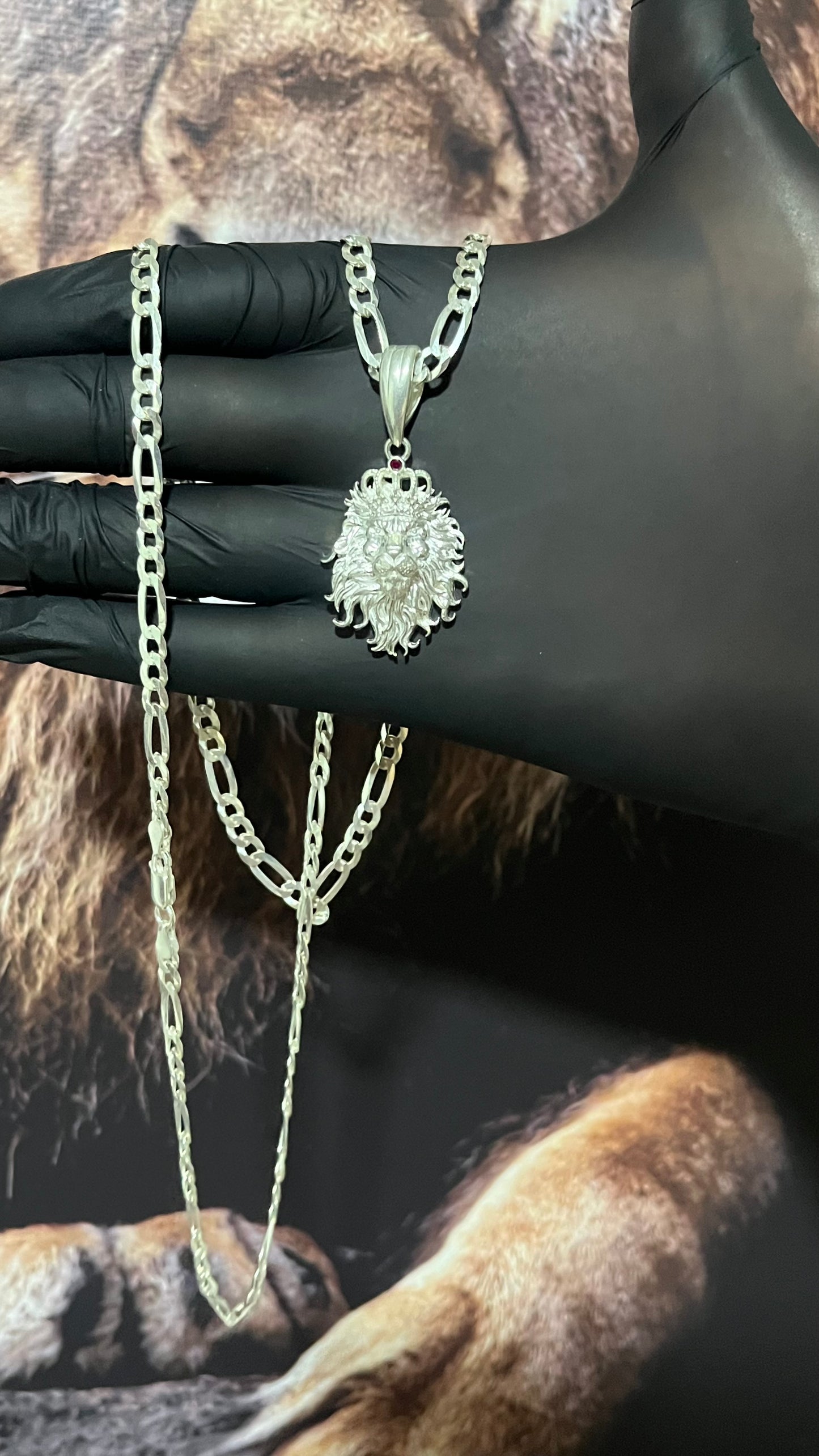 CORRENTE 3x1 70CM X 6MM + PINGENTE LEÃO