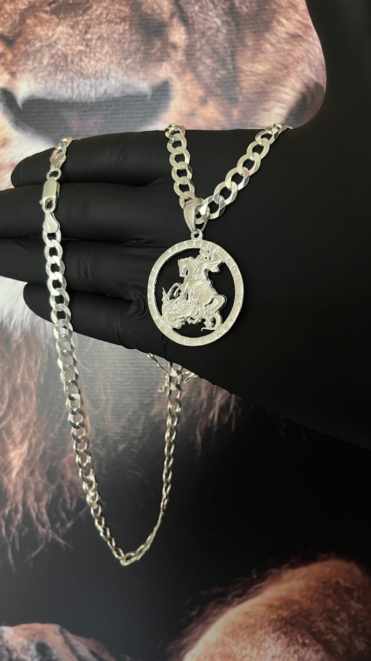 CORRENTE GRUMET 7MM X 70CM COM PINGENTE SÃO JORGE