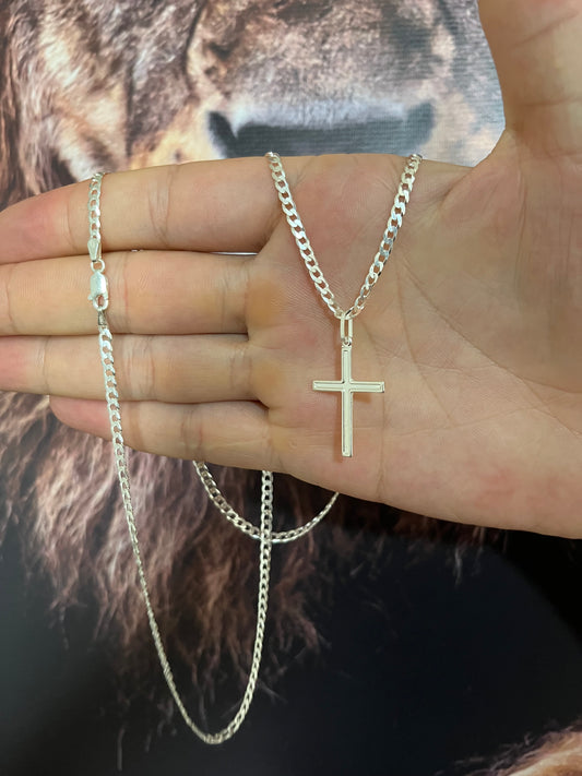 CORRENTE GRUMET 3MM x 70CM + PINGENTE CRUCIFIXO