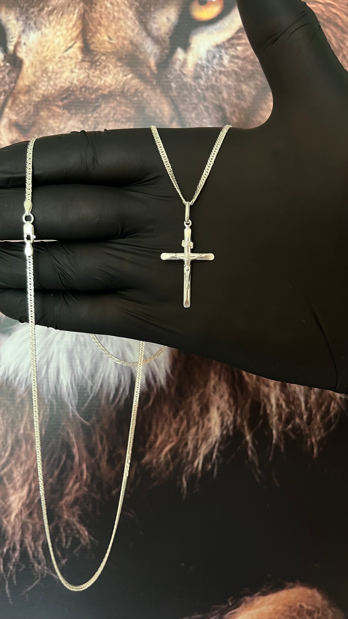 CORRENTE ELO DUPLO 2MM x 70CM + PINGENTE DE CRUCIFIXO