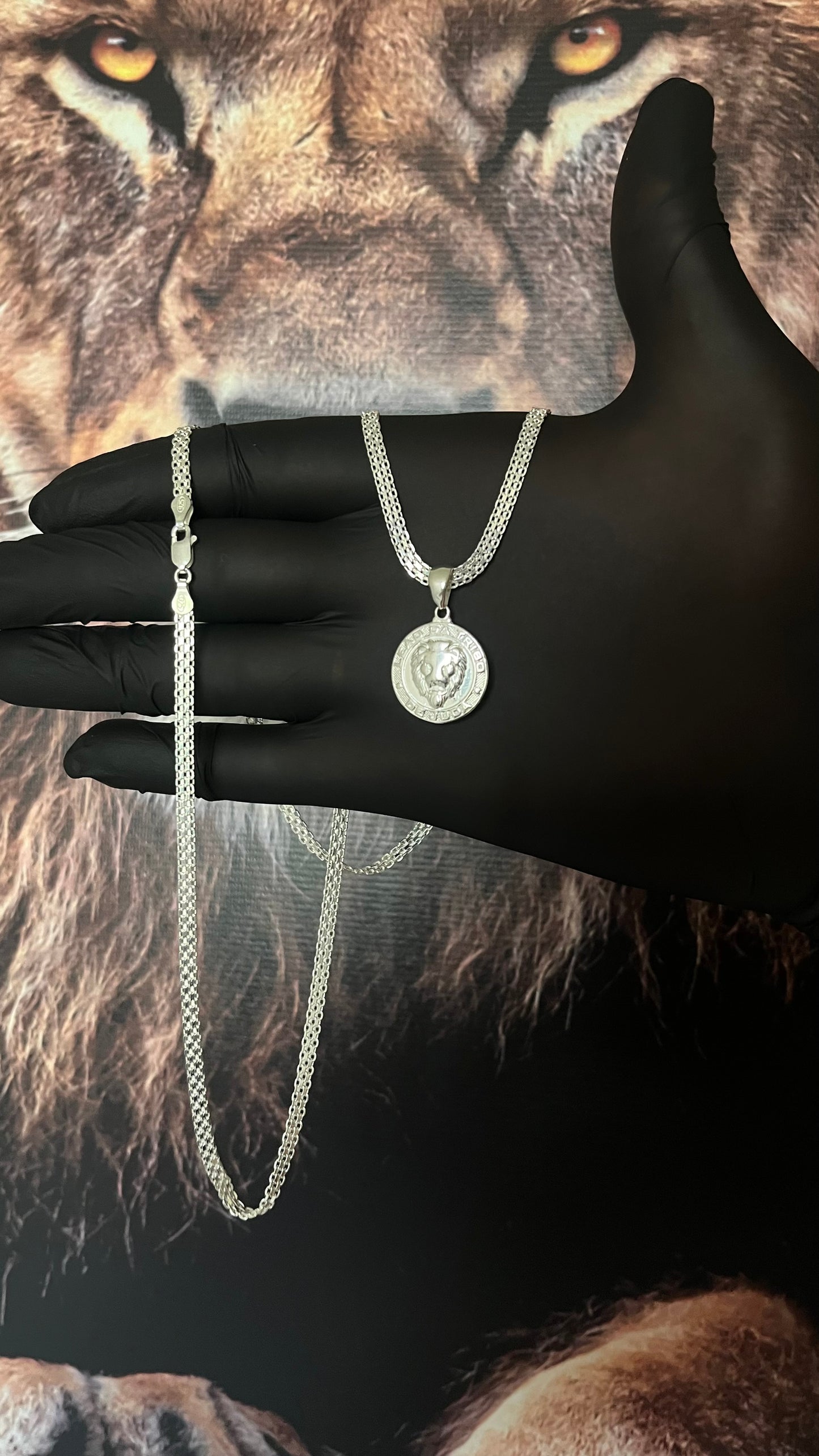 CORRENTE ESTEIRA/BISMAK 3,5MM X 70CM + PINGENTE  LEÃO DE JUDÁ