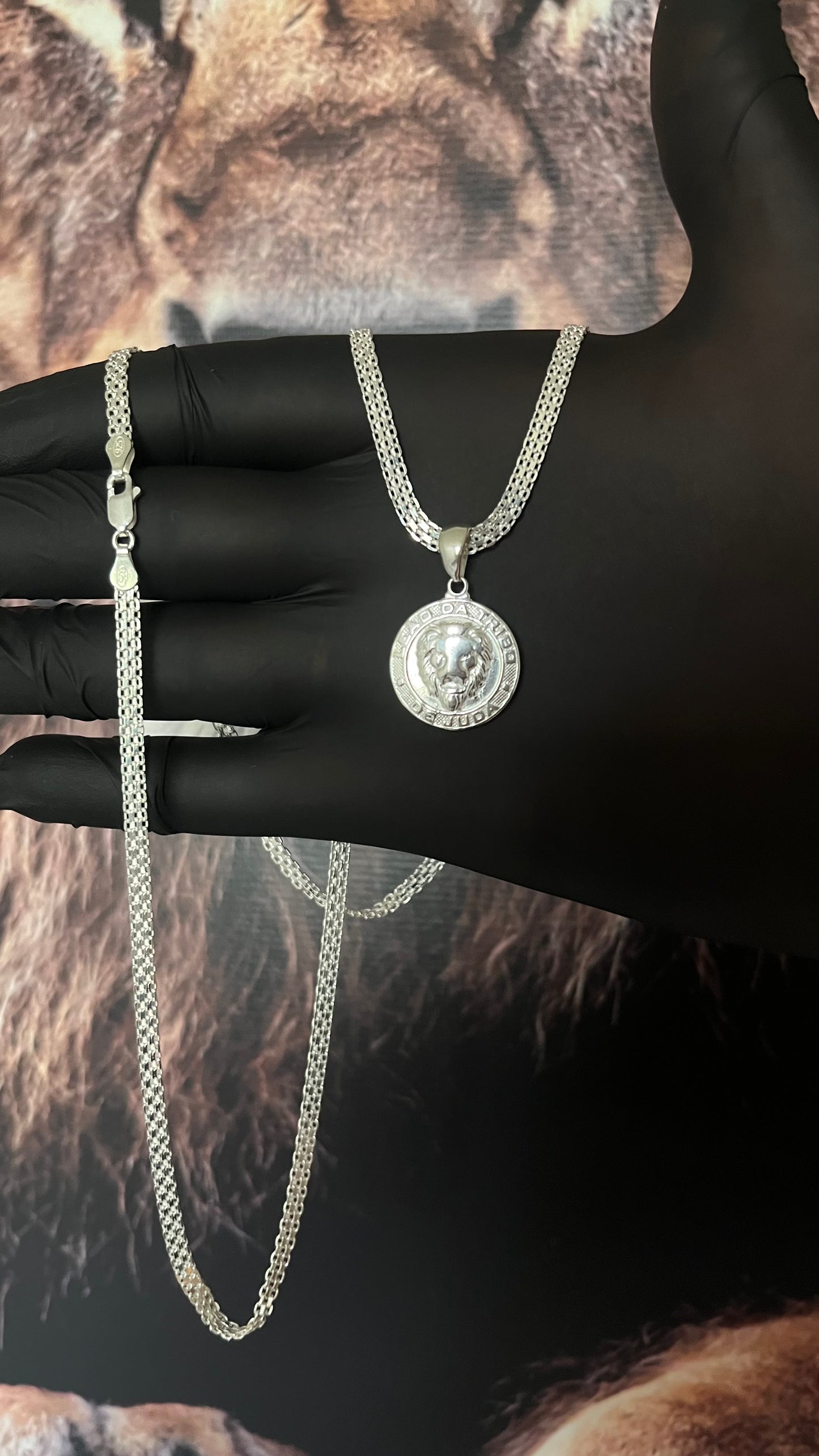 CORRENTE ESTEIRA/BISMAK 3,5MM X 70CM + PINGENTE  LEÃO DE JUDÁ