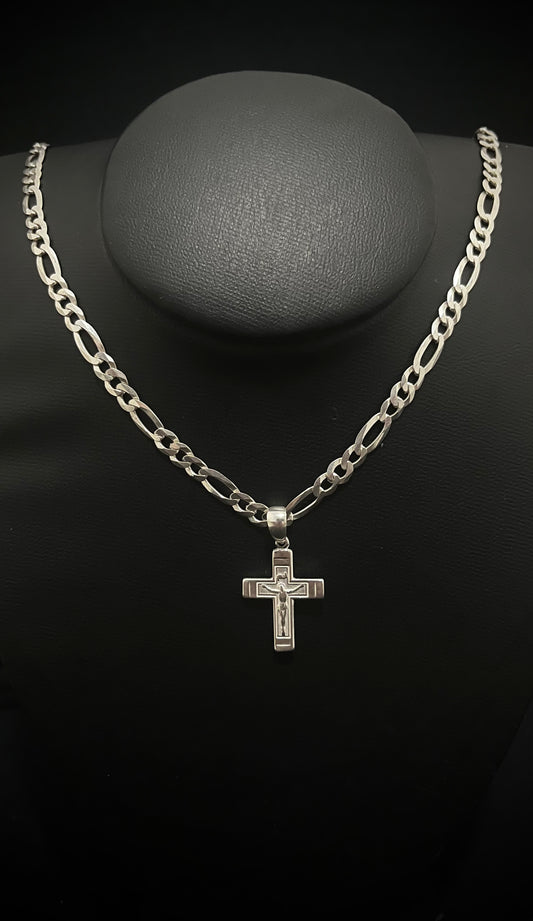 CORRENTE 3x1 70CM X 6MM + PINGENTE CRUCIFIXO