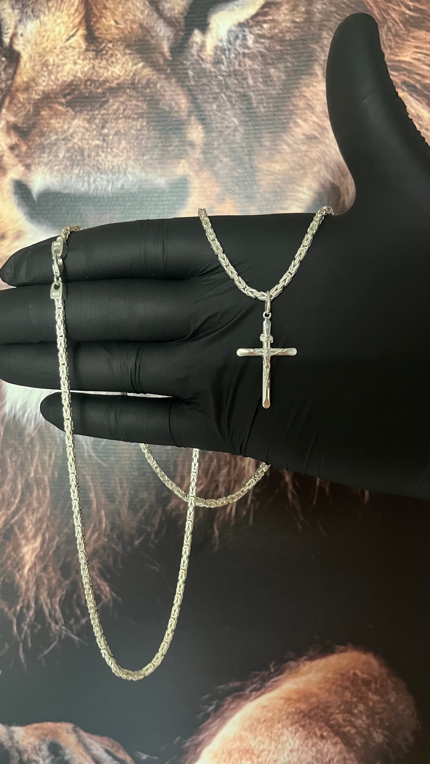 CORRENTE BIZANTINE/PERUANA 4MM X 70CM + PINGENTE CRUCIFIXO