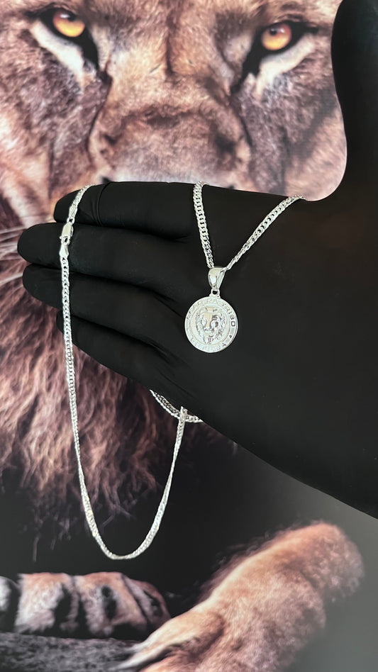 CORRENTE ELO DUPLO 3MM x 70CM + PINGENTE LEÃO DE JUDÁ;