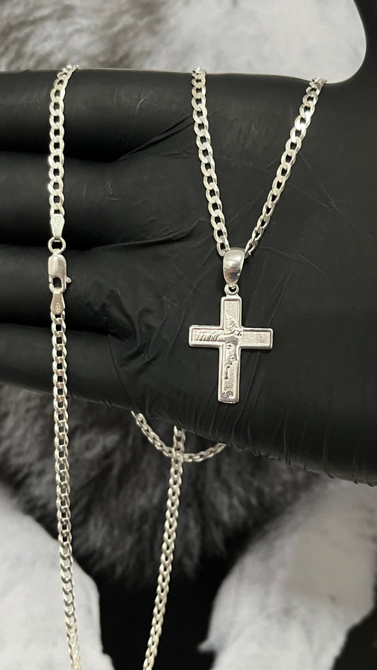 CORRENTE GRUMET 3MM x 70CM + PINGENTE DE CRUCIFIXO;