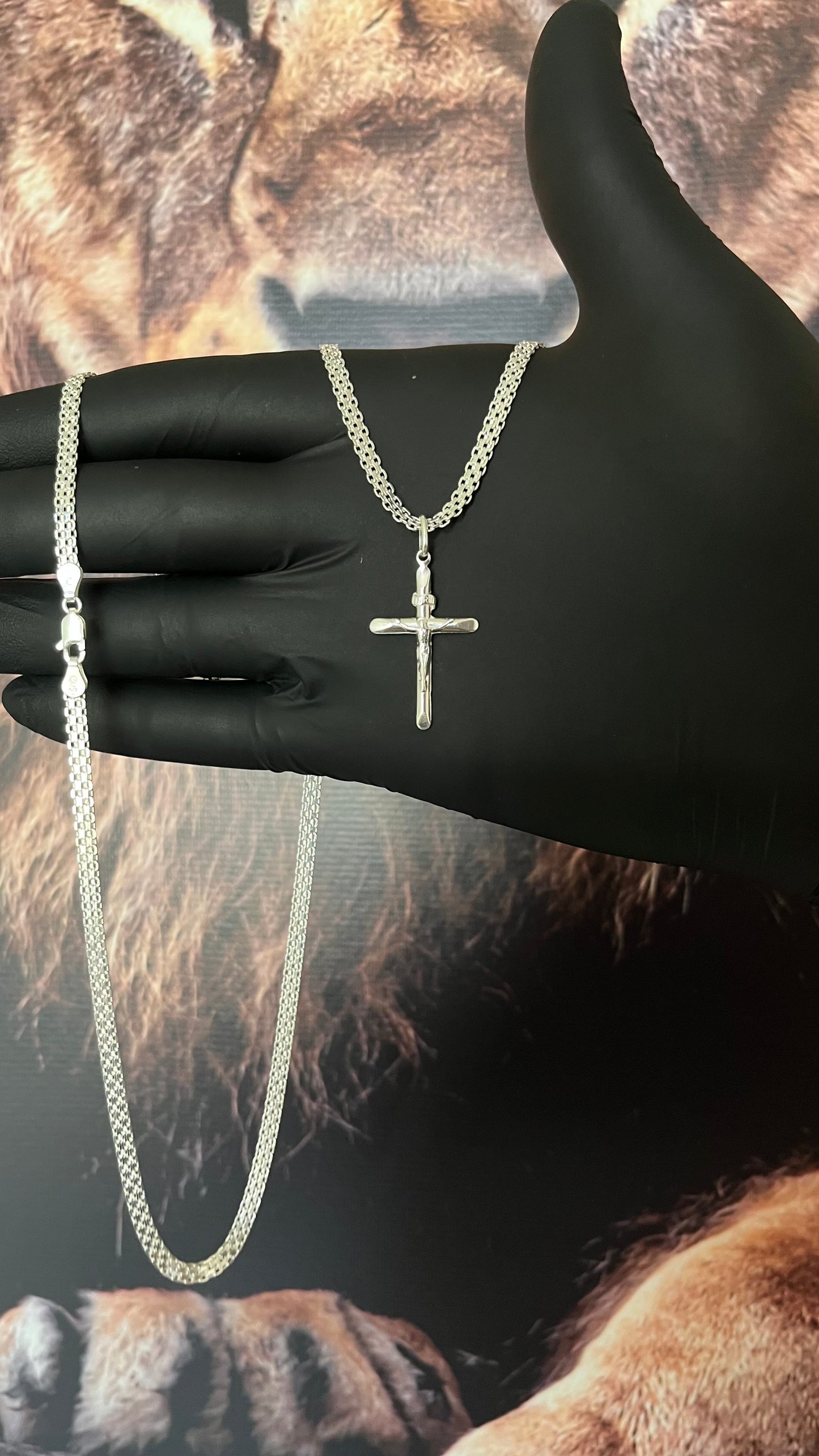 CORRENTE ESTEIRA/BISMAK 3,5MM X 70CM + PINGENTE  CRUCIFIXO