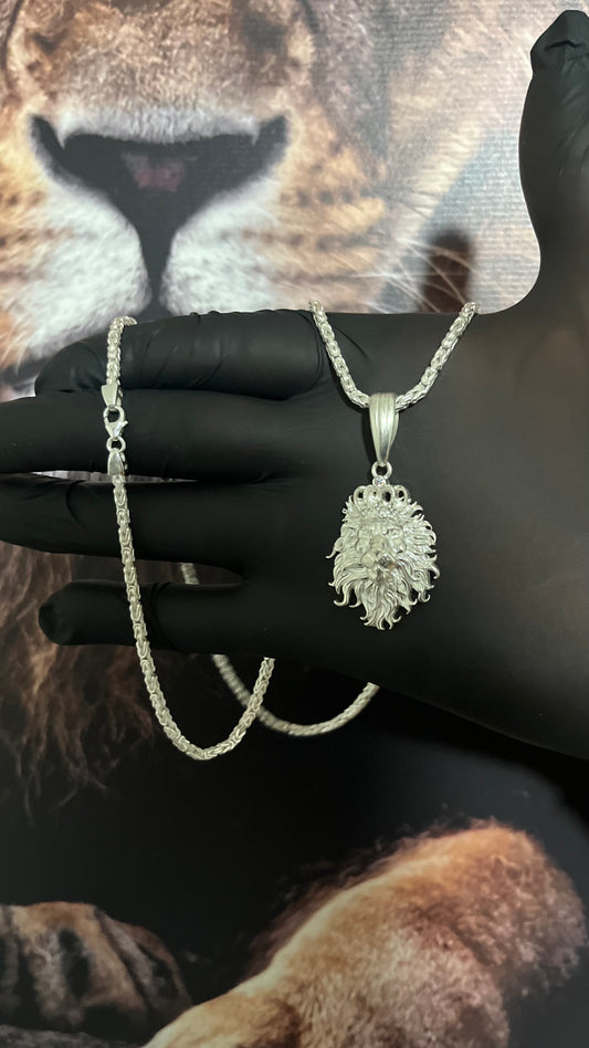 CORRENTE BIZANTINE/PERUANA 4MM X 60CM + PINGENTE LEÃO