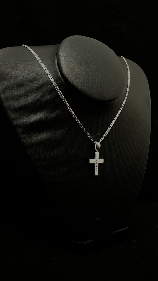 CORRENTE PIASTRINE 3,0MM x 70CM COM PINGENTE DE CRUCIFIXO