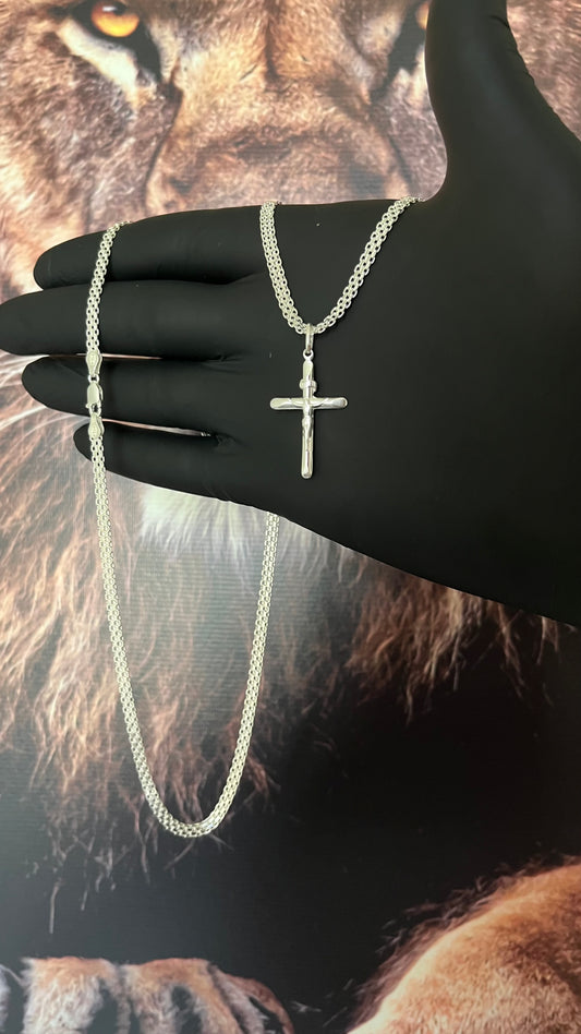 CORRENTE ESTEIRA/BISMAK 3,5MM X 70CM + PINGENTE  CRUCIFIXO