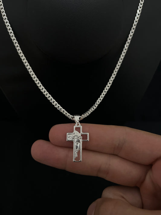 CORRENTE GRUMET 4MM x 70CM COM PINGENTE DE CRUCIFIXO VAZADO