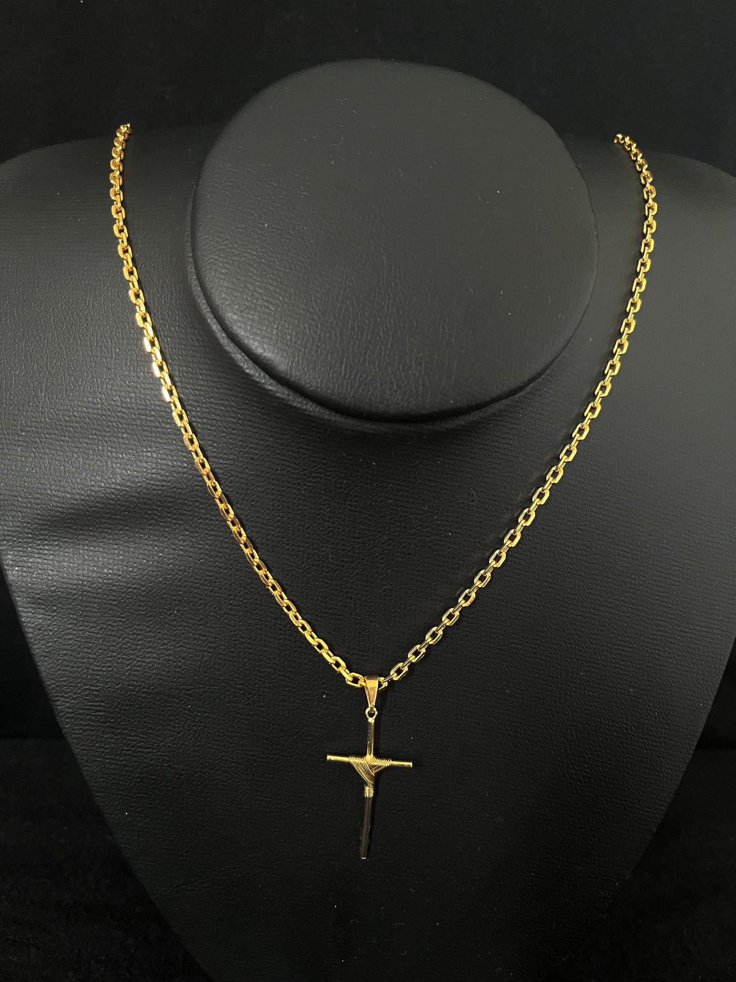 CORRENTE CADEADO  70CM X 2MM COM CRUCIFIXO